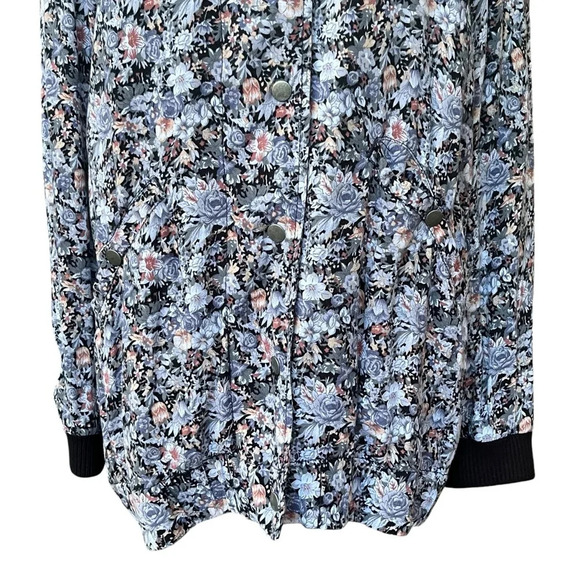 Free People Oversized Blue and purple Floral Jacquard  Full Zip Jacket Size XS - Picture 3 of 11